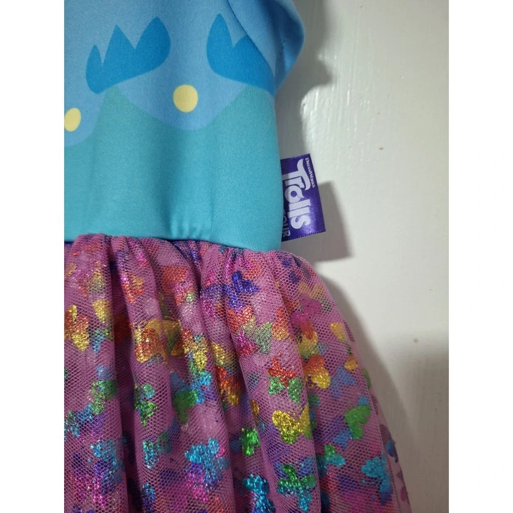 Girls Trolls World Tour Poppy Dress Size 6 6X Sparkle Butterfly Tulle Tutu